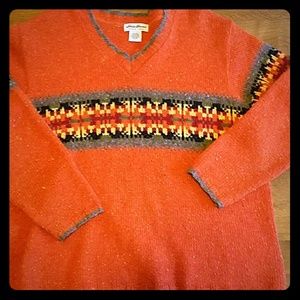 Orange Eddie Bauer V-Neck Sweater